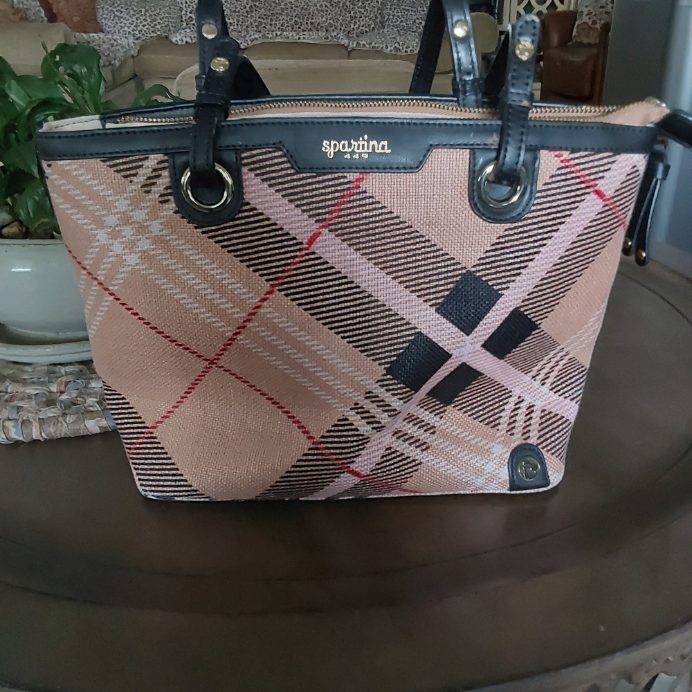 Spartina 449 Women's Plaid Tote Bag - Black and Tan